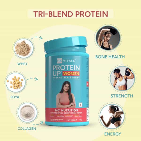 Hk Vitals Proteinup Women | Triple Blend Whey Protein (Chocolate | 400 G / 0.88 Lb)