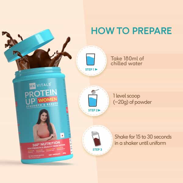 Hk Vitals Proteinup Women | Triple Blend Whey Protein (Chocolate | 400 G / 0.88 Lb)