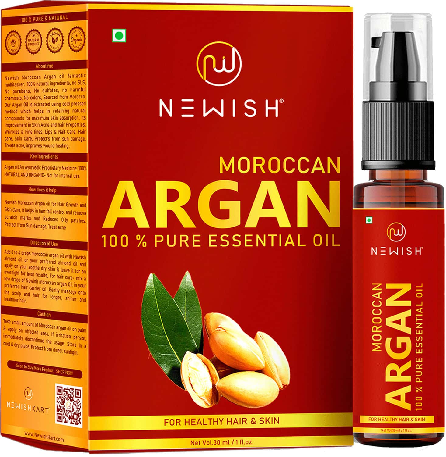 Newish 100% Pure & Natural Moroccan Argan Oil 30ml For Dry And Coarse Hair & Skin Care