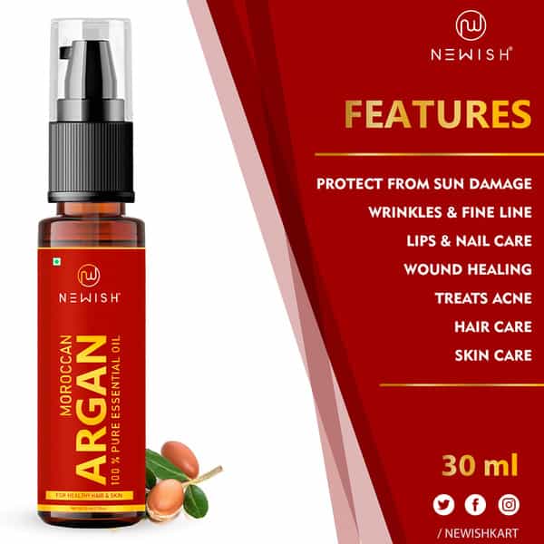Newish 100% Pure & Natural Moroccan Argan Oil 30Ml For Dry And Coarse Hair & Skin Care