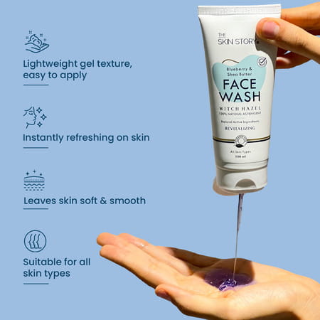 The Skin Story Blueberry Shea Butter Face Wash, Moisturising Anti Inflammatory, All Skin Types 100ml