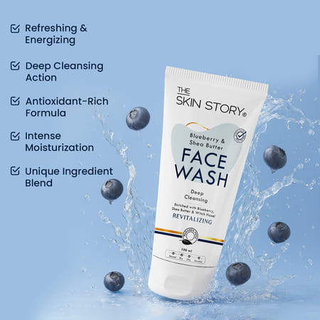 The Skin Story Blueberry Shea Butter Face Wash, Moisturising Anti Inflammatory, All Skin Types 100ml
