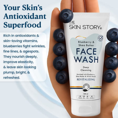 The Skin Story Blueberry Shea Butter Face Wash, Moisturising Anti Inflammatory, All Skin Types 100ml