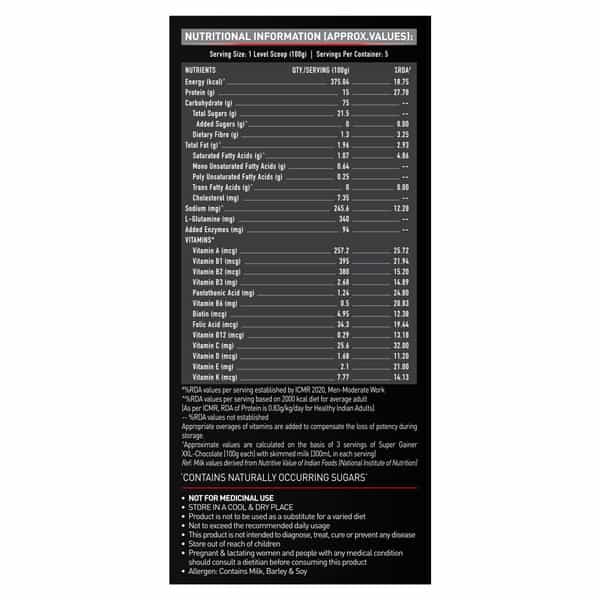 Muscleblaze Super Gainer Xxl | Muscle Mass High Protein Gainer (Chocolate | 500 G / 1.1 Lb)
