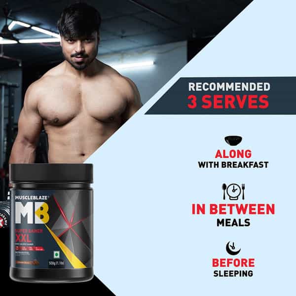 Muscleblaze Super Gainer Xxl | Muscle Mass High Protein Gainer (Chocolate | 500 G / 1.1 Lb)