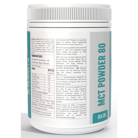 Sharrets Coconut Mct Oil Powder 80 | Zero Carbs - Unflavored - Pack Of 3 | 200g Each