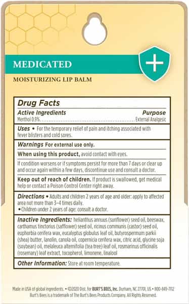 Burts Bees Medicated Moisturizing Lip Balm | Soothing Relief | 4.25G Each | Pack Of 2