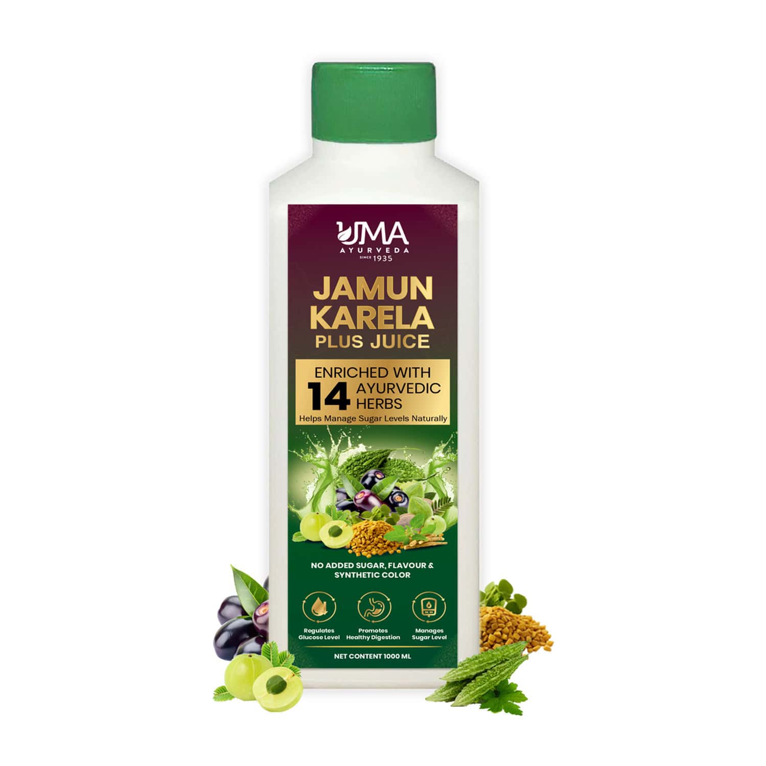 Uma Ayurveda Jamun Karela Plus | Diabetic Care Juice | 1l