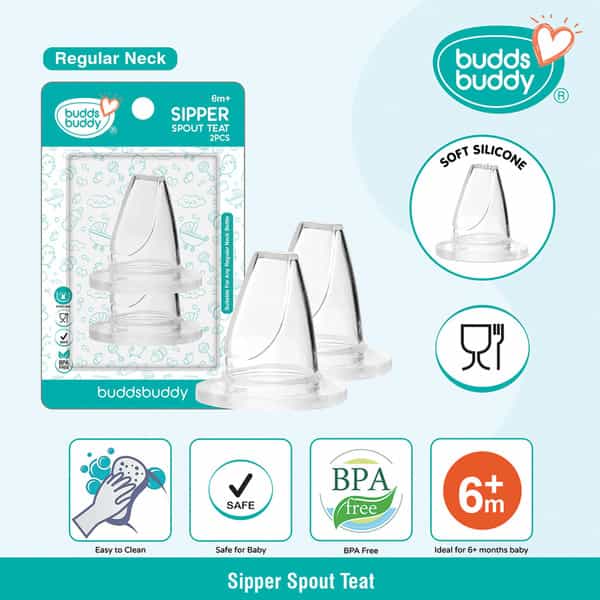 Buddsbuddy Combo Of 4 Bpa Free Regular Neck Soft Silicone Sipper Spout Teat Bb7196