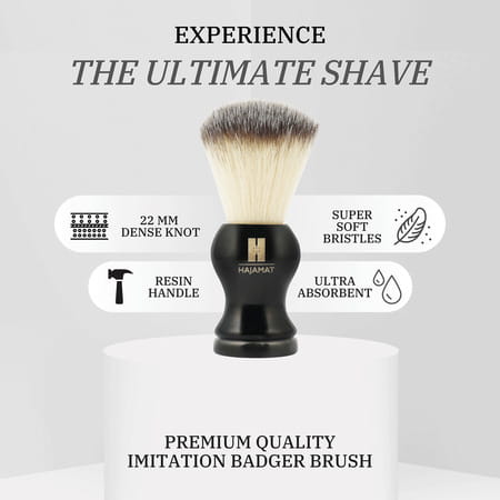 Hajamat Luxurious Black Shaving Brush For Men- Imitation Badger Bristles- Resin Handle