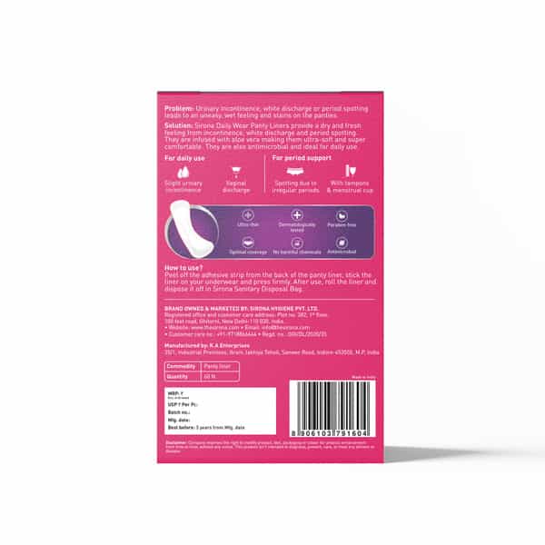 Sirona Ultra-Thin Premium Panty Liners (Regular Flow) 60 Counts - Large