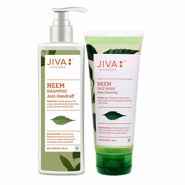 Jiva Neem Face Wash 100G & Neem Shampoo 200Ml | 100% Pure & Natural | Paraben Free (Combo Of 2)