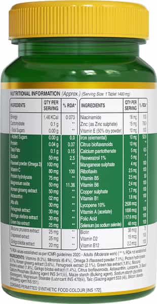Pure Nutrition Mens Multi Vita- Ginseng Extracts Omega 3 And Multi Minerals - 60 Tablets