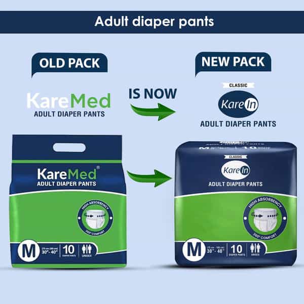 Kare In Classic Adult Diaper Pants Medium 75 - 100 Cm (30"- 40") Unisex Elastic Waist 10 Count