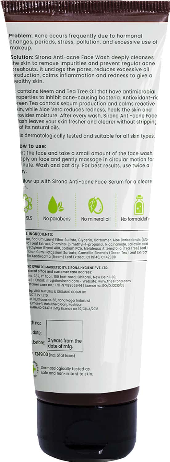 Buy SIRONA MARSHMALLOW & HYALURONIC ACID HYDRATING FACE WASH FOR MEN