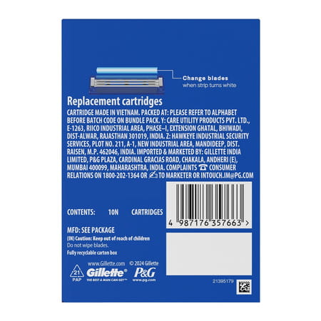 Gillette Mach Turbo 3 Shaving Blades Pack Of 10