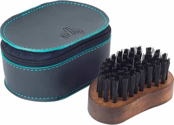 Man Arden Pocket Size Beard Brush With Hand Crafted Premium Wood Handle With Leather Pouch