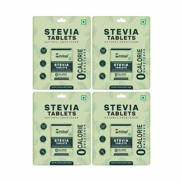 Zindagi Stevia Extract Tablets|100% Natural Sugarfree|Stevia Tablets|100 Tablets | Pack Of 4