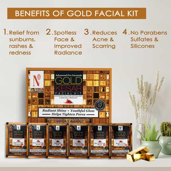 Nutriglow Natural's Advanced Pro Formual Gold Kesar Facial Kit 60Gm & Green Apple Facial Toner 100Ml