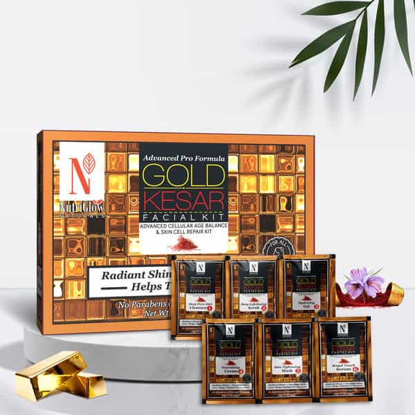 Nutriglow Natural's Advanced Pro Formual Gold Kesar Facial Kit 60Gm & Green Apple Facial Toner 100Ml