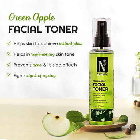 Nutriglow Natural'S Advanced Pro Formual Gold Kesar Facial Kit 60gm & Green Apple Facial Toner 100ml