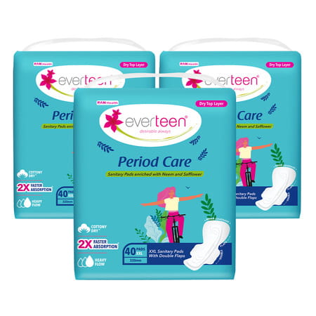 Everteen Xxl Sanitary Napkin Pads With Cottony-Dry Top Layer For Women 3 Packs | 320mm