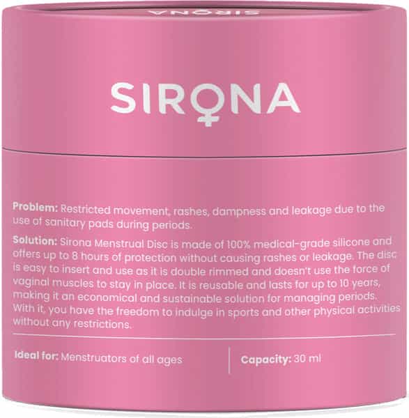 Sirona Reusable Menstrual Cup Disc For Women - Small -1 Unit