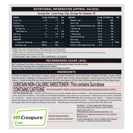 Muscleblaze Pre Workout Wrathx With Creapure ? | Nitroblaze & Bioperine (Fruit Fury | 340 G)
