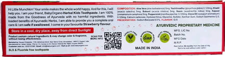 Babyorgano Herbal Kids Toothpaste Baby Care - 50gm