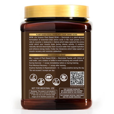 Wow Life Science Plant Based Bcaa Powder - Litchy - 250g
