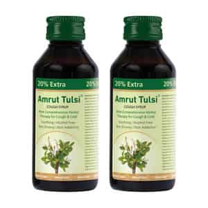 Amrut Tulsi Herbal Cough Syrup With 6 Tulsi Lozenges| Cough | Cold & Throat Care| 120 Ml (pack Of 2)