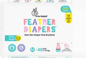 R For Rabbit Feather Diaper Pants Size Medium For Baby Of 7-12 Kgs (pack Of 48)