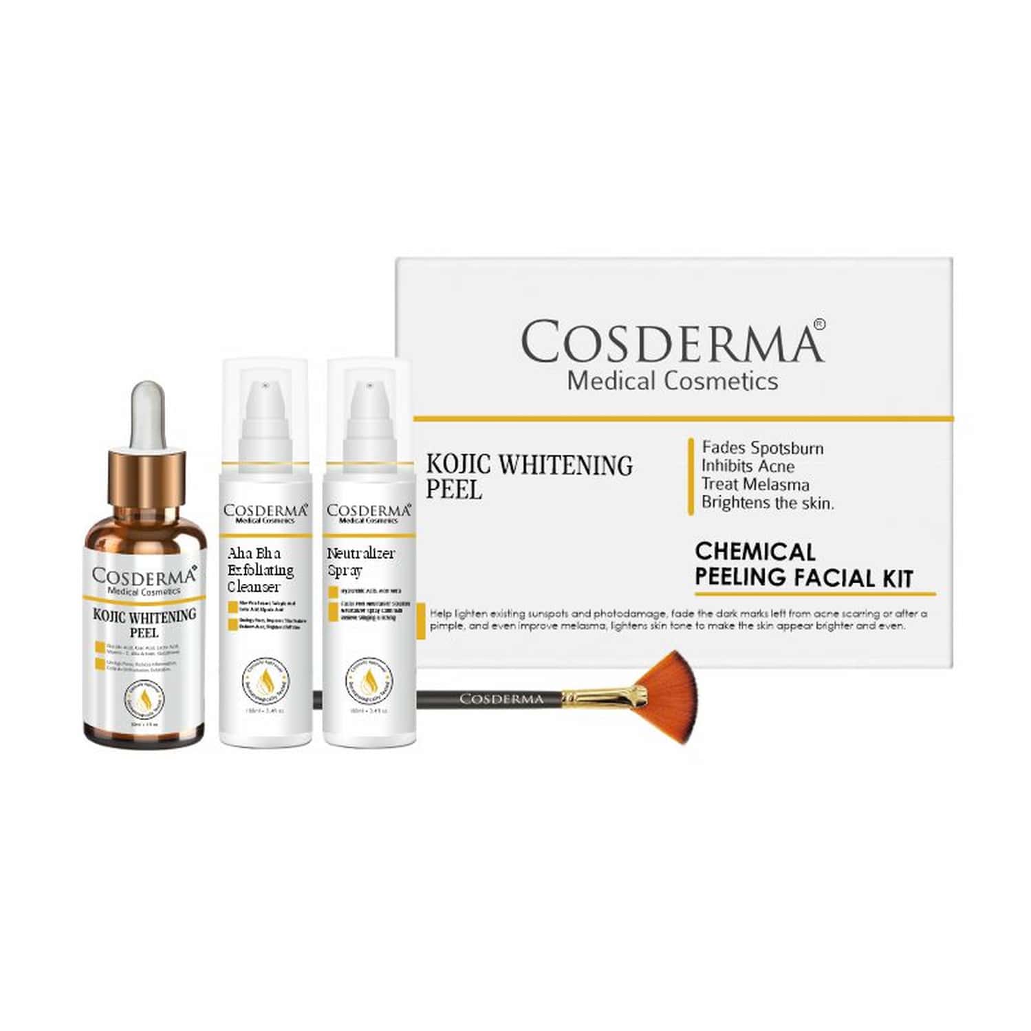 Cosderma Kojic Whitening Peel Kit For Professional Skin Brightening & Uneven Tone Care