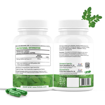 Oribite Moringa Leaf Capsules For Daily Nutrition Support 60 Capsules