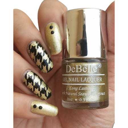 Debelle Gel Nail Lacquer Canopus Beige Gold With Black Glitter Nail Polish-8ml