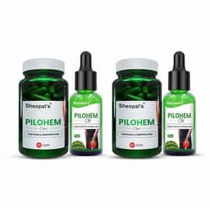 Sheopal's Ayurvedic Pilohem 60 Capsules With Pilohem Aid 30ml Oil - Pack Of 2