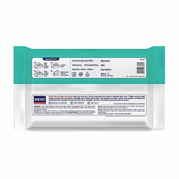 Neko Germ Protection Wipes 80S Lid Pack Large Sized Wipes 200Mm X 200Mm | Pack Of 24