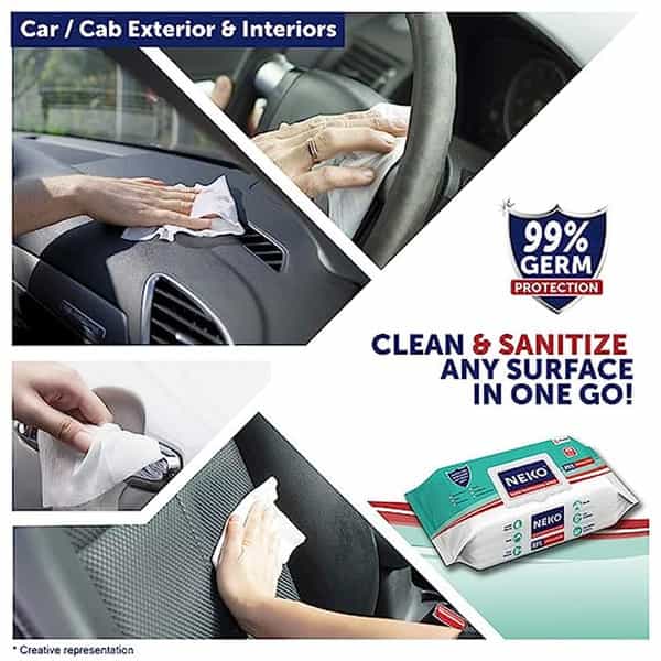 Neko Germ Protection Wipes 80S Lid Pack Large Sized Wipes 200Mm X 200Mm | Pack Of 24