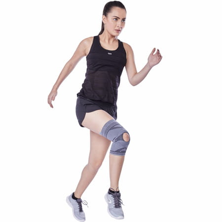 Vissco Knee Cap With Open Patella To Reduce Pressure On Patella -Medium - Grey (Single Piece)