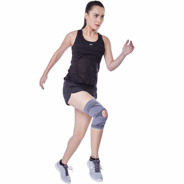 Vissco Knee Cap With Open Patella To Reduce Pressure On Patella -Medium - Grey (Single Piece)
