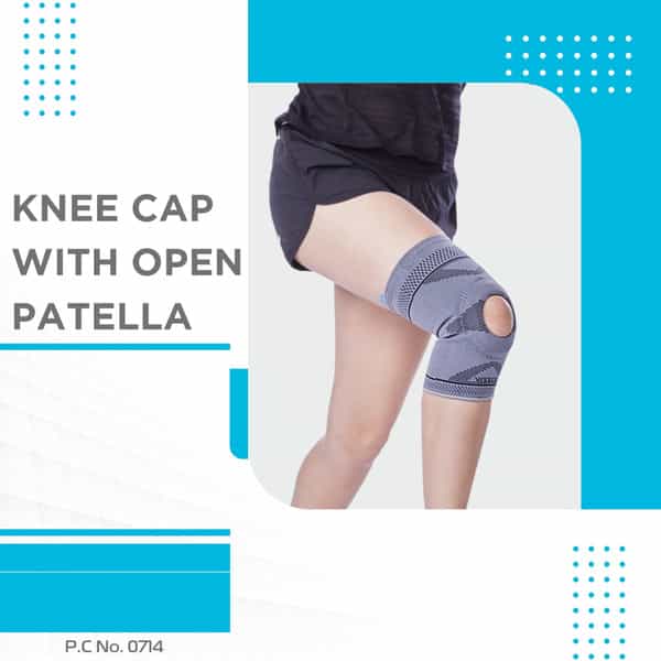 Vissco Knee Cap With Open Patella To Reduce Pressure On Patella -Medium - Grey (Single Piece)