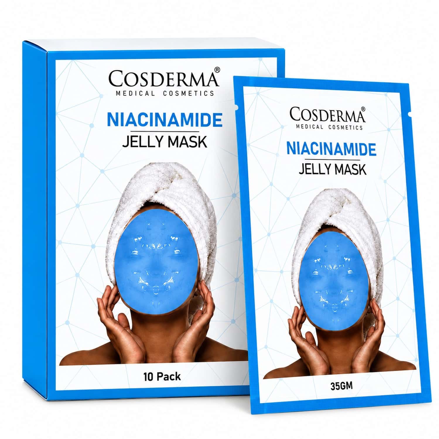 Cosderma Niacinamide Jelly Mask 35gm |Skin-Refreshing & Soothing Mask |Pack Of 10