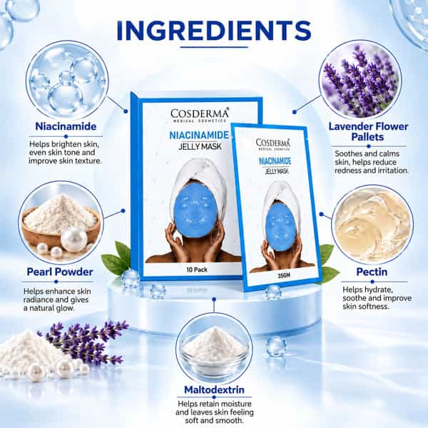 Cosderma Niacinamide Jelly Mask 35Gm |Skin-Refreshing & Soothing Mask |Pack Of 10
