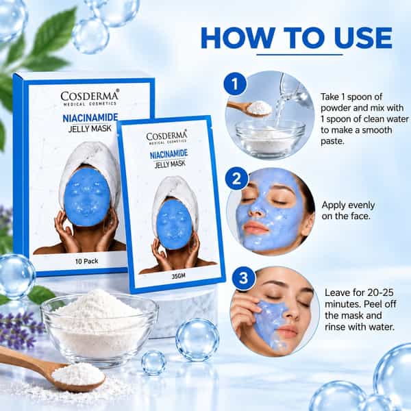 Cosderma Niacinamide Jelly Mask 35Gm |Skin-Refreshing & Soothing Mask |Pack Of 10
