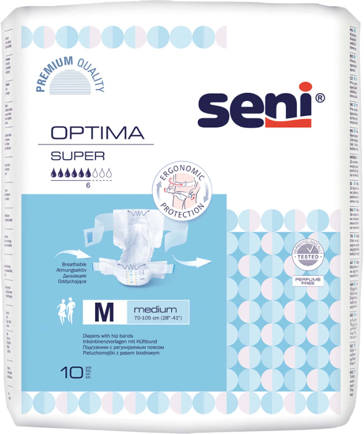 Seni Optima Super Medium Adult Diapers With Hip Bands 10 Pcs