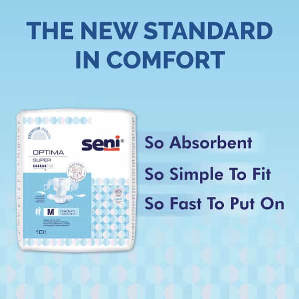 Seni Optima Super Medium Adult Diapers With Hip Bands 10 Pcs