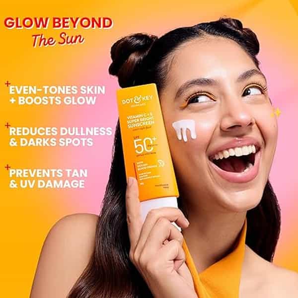 Dot & Key Vitamin C + E Super Bright Sunscreen Spf 50 | Water-Light | Uva/Uvb & Blue Light| 80G