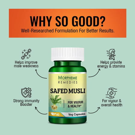 Morpheme Remedies Safed Musli 500 Mg - 60 Veg Capsules