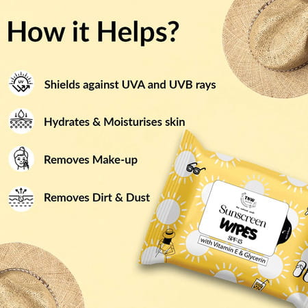 Tnw The Natural Wash Sunscreen Wipes | Removes Dirt & Oil With Hydration | 10 Wipes