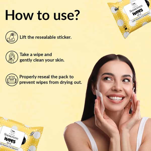 Tnw The Natural Wash Sunscreen Wipes | Removes Dirt & Oil With Hydration | 10 Wipes